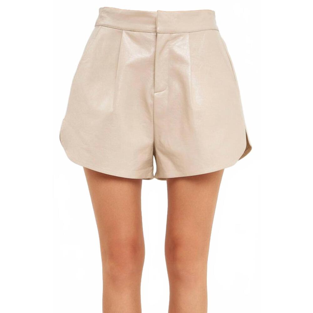 NEW 2.7 AUGUST APPAREL faux leather shorts in taupe
